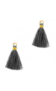 Quaste Ibiza Style 1.5cm Gold - anthracite grey